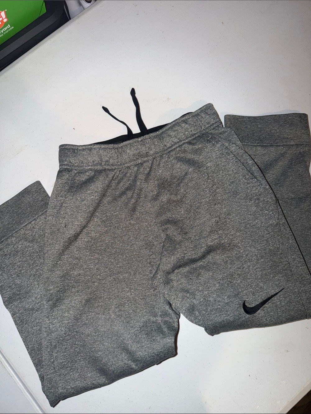 Nike Kids Gray Jogger Sweatpants with Black Swoosh